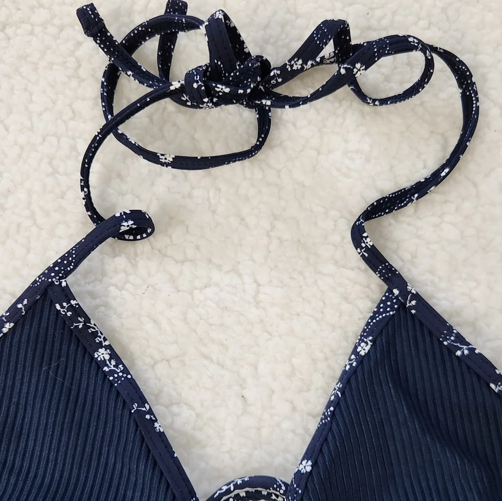 New!Frankie's Bikinis Tia Ribbed Triangle Bikini Top-Dixie‎